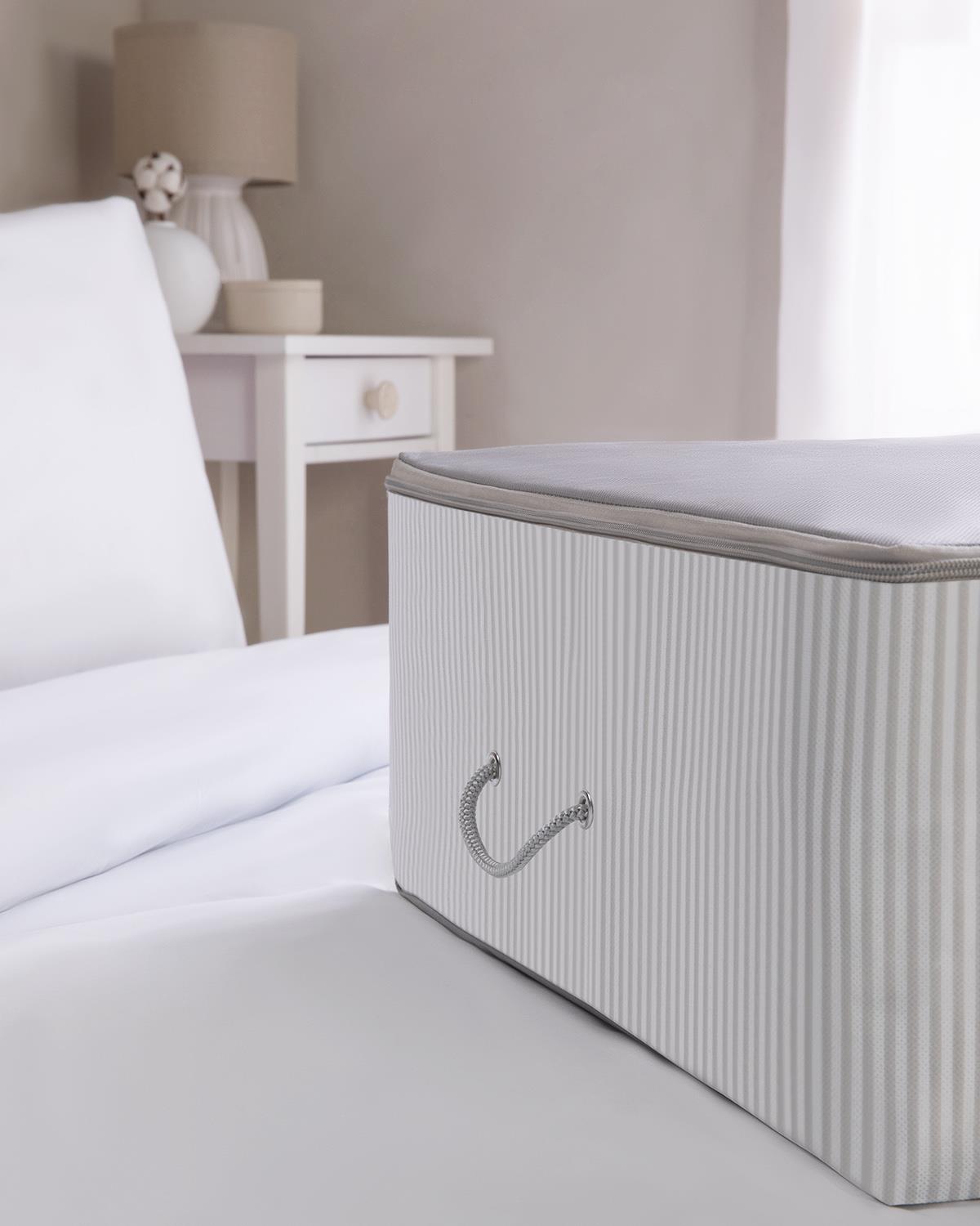 4lü Mega Boy Gri Çizgili Stuff & Things Baza Altı Hurç Set 74 x 46 x 22 cm