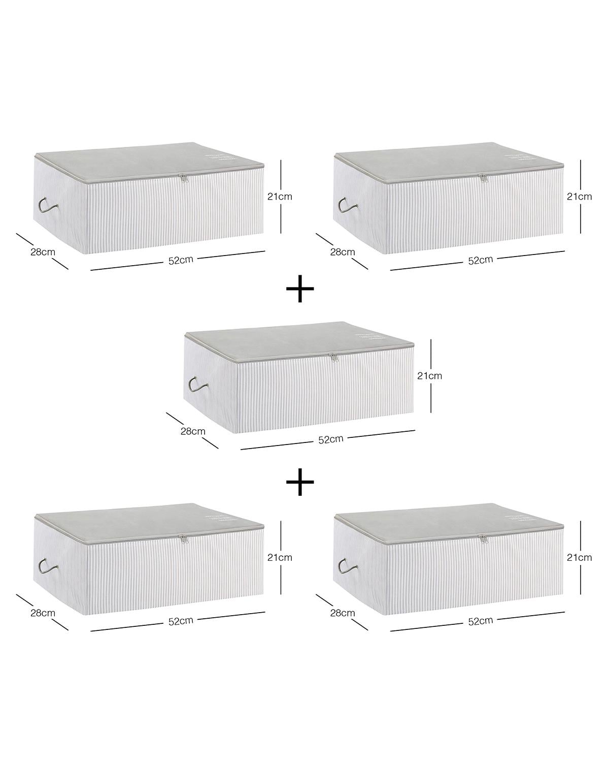 5li Orta Boy Gri Çizgili Stuff & Things Hurç Set 52 x 28 x 21 cm