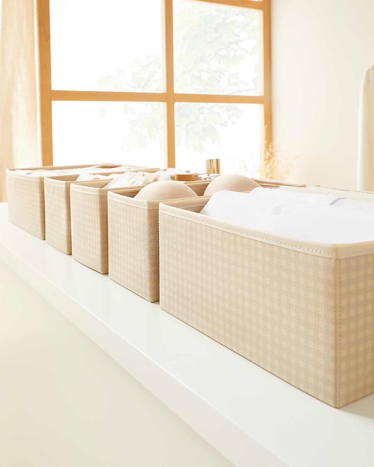 6lı Bej Pötikare Çekmece İçi Düzenleyici Kutu 2 Adet 28 x 28 x 13 / 2 Adet 28 x 14 x 13 / 2 Adet 14 x 14 x 13 cm