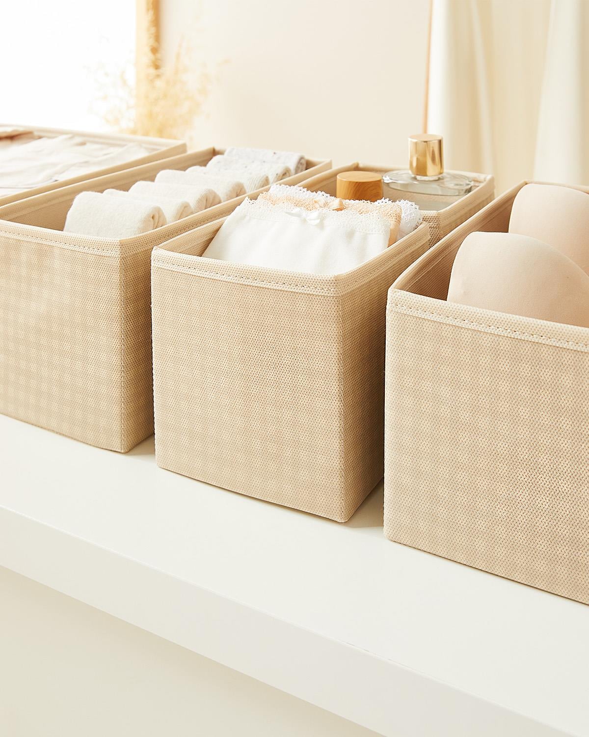 6lı Bej Pötikare Çekmece İçi Düzenleyici Kutu 2 Adet 28 x 28 x 13 / 2 Adet 28 x 14 x 13 / 2 Adet 14 x 14 x 13 cm