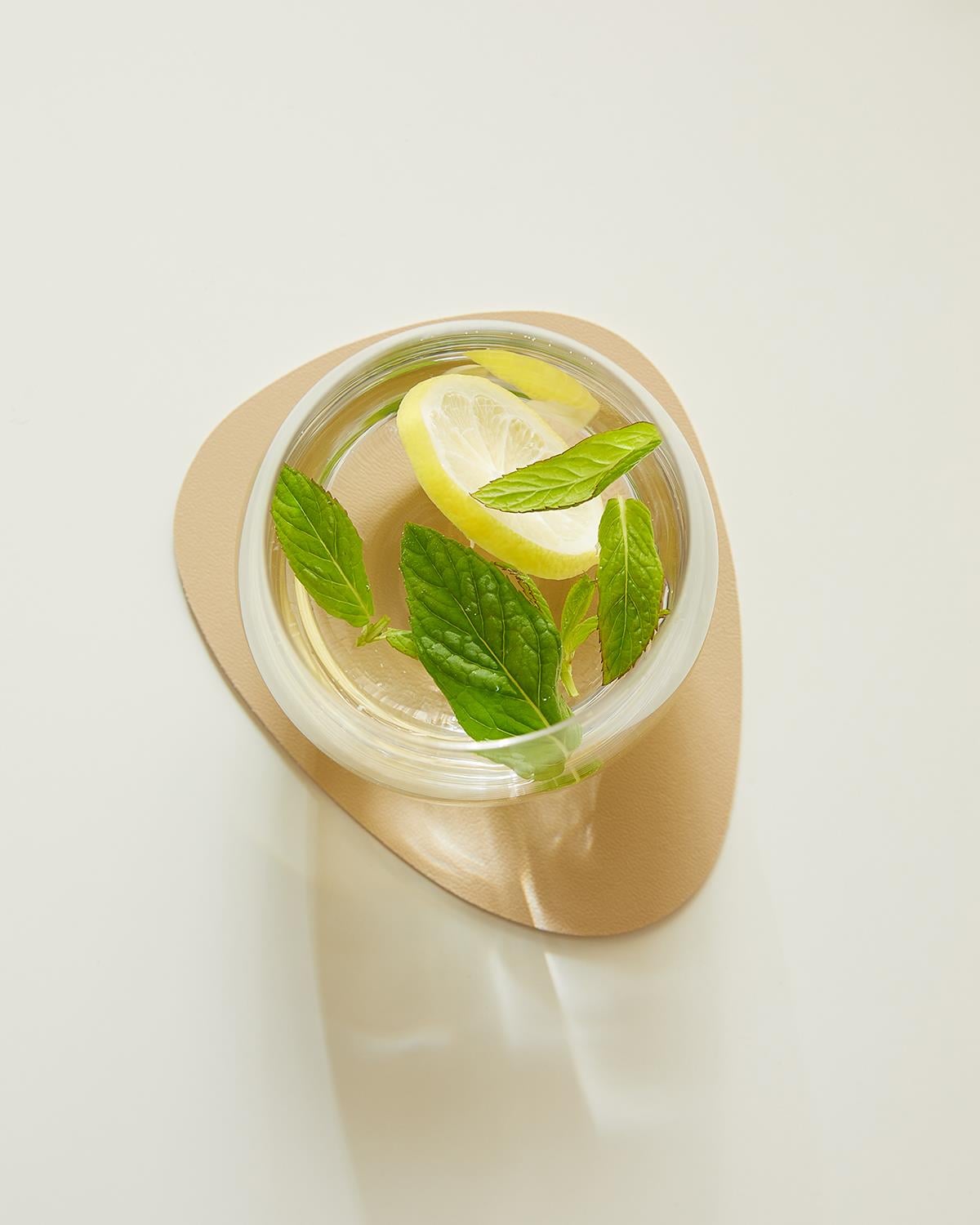 4lü Bej/Taş Renk Suni Deri Bardak Altlığı 13 x 11.5 cm