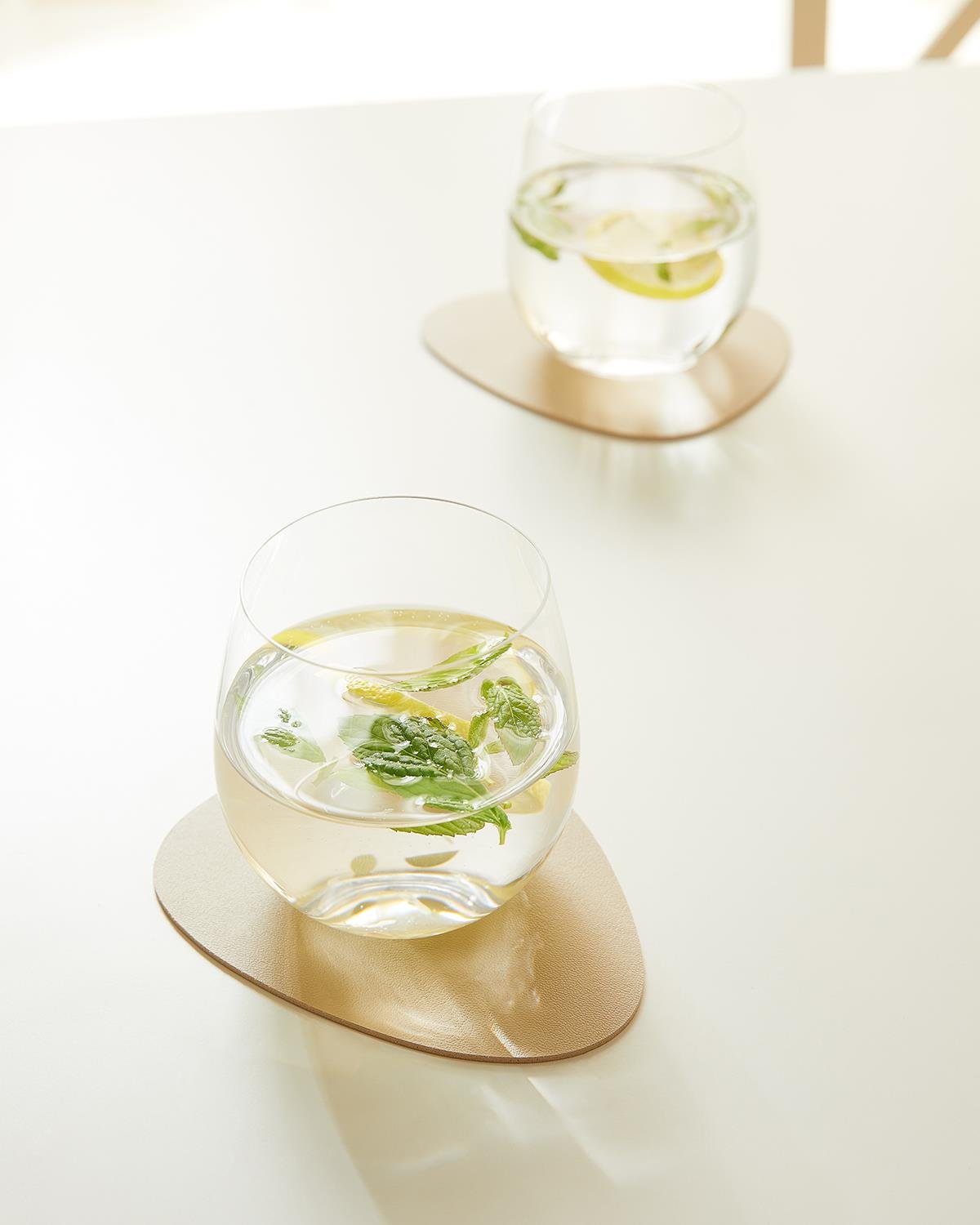 4lü Bej/Taş Renk Suni Deri Bardak Altlığı 13 x 11.5 cm