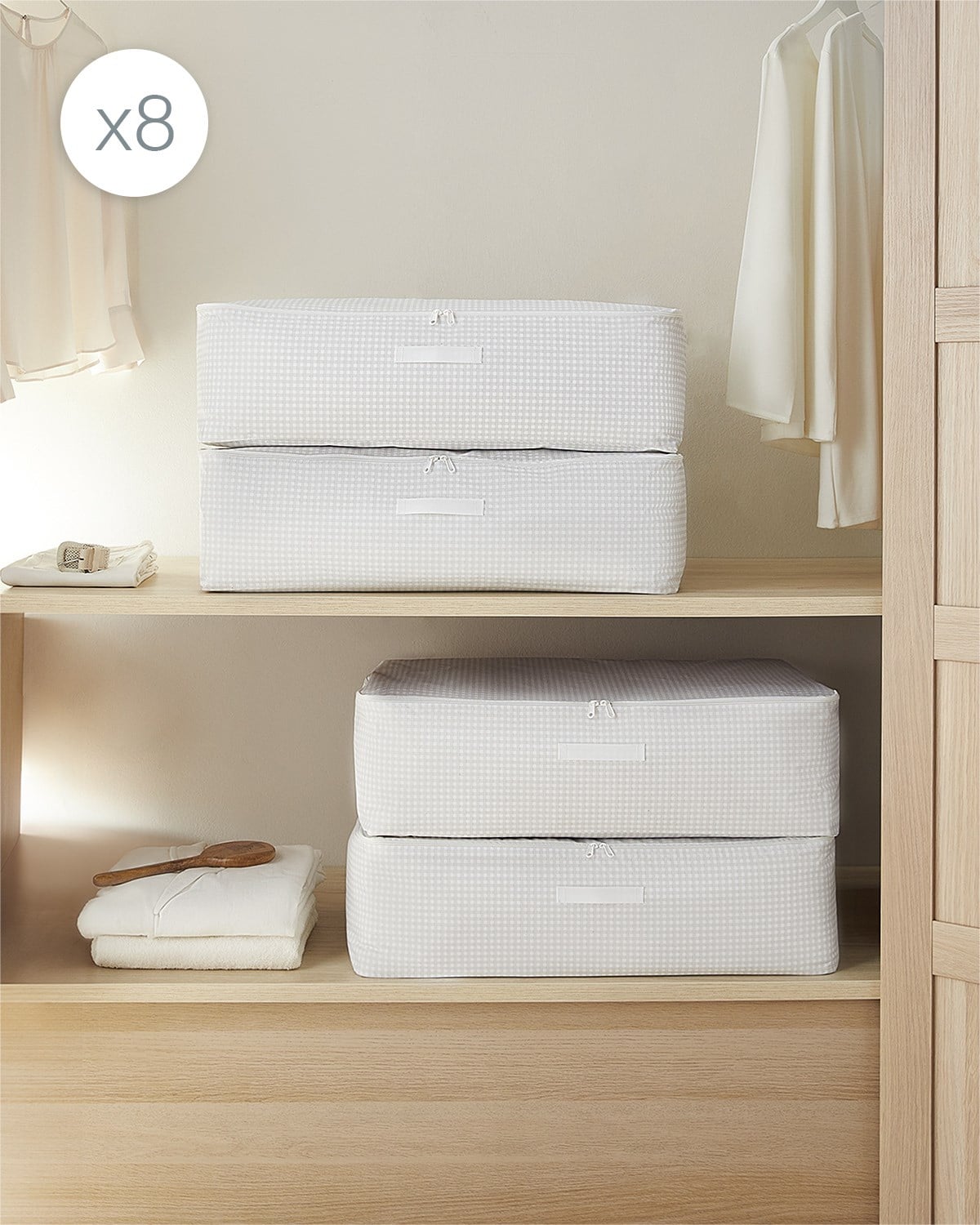 8li Mega Boy Gri Pötikare Baza Altı Hurç Set 74 x 46 x 22 cm