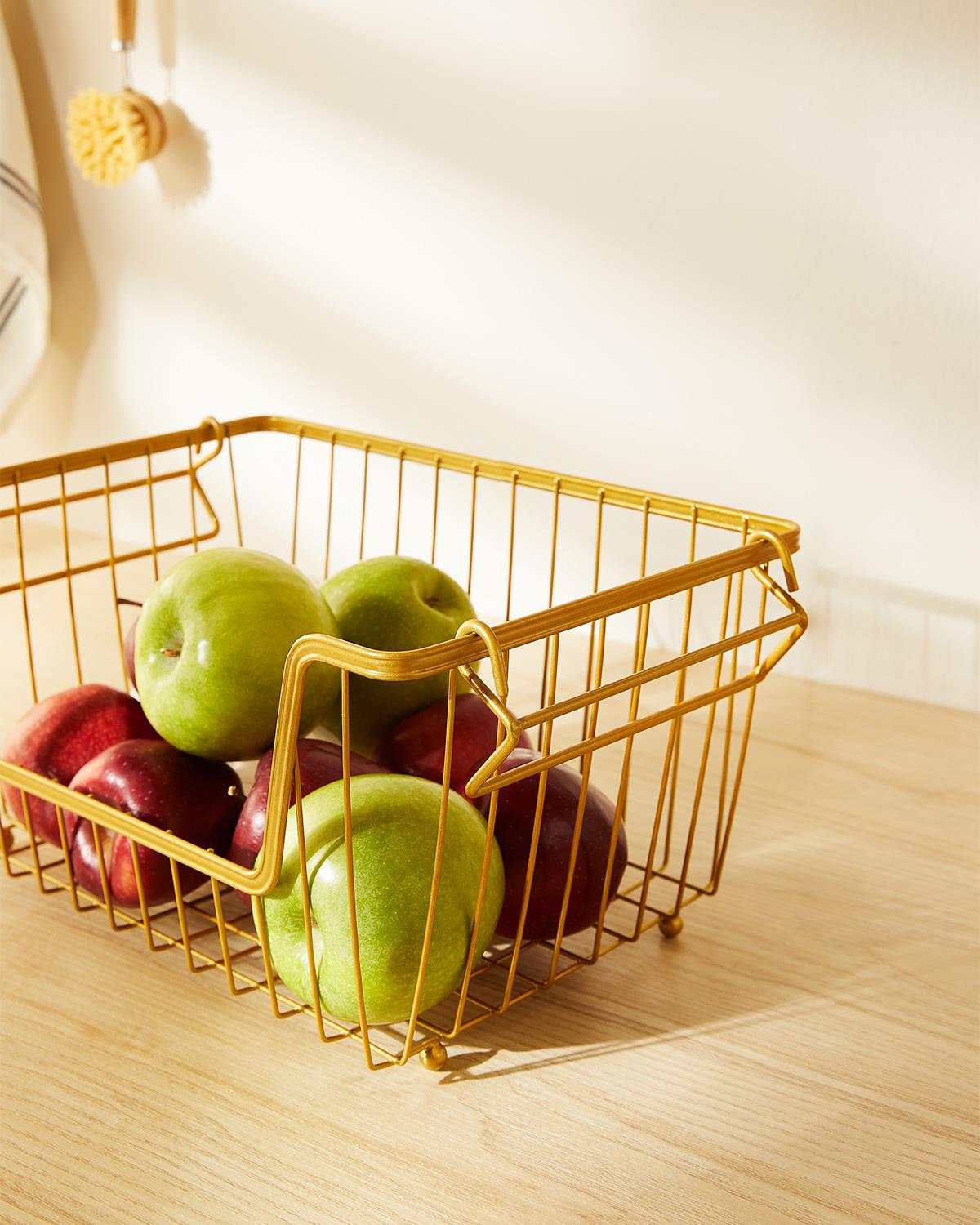 Altın Renk Metal Sepet 32 x 22 x 16 cm