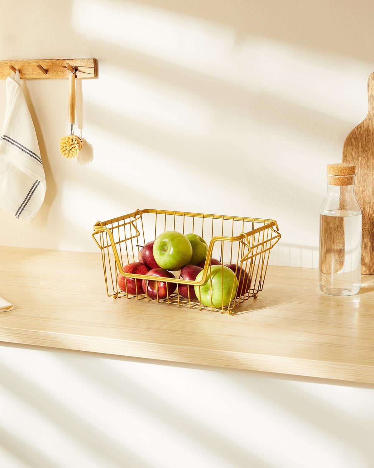 Altın Renk Metal Sepet 32 x 22 x 16 cm