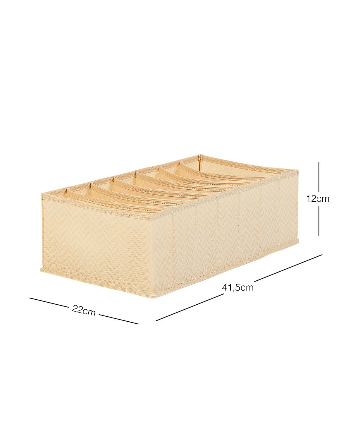 7 Bölmeli Bej Balıksırtı Çekmece Düzenleyici 22 x 41,5 x 12 cm