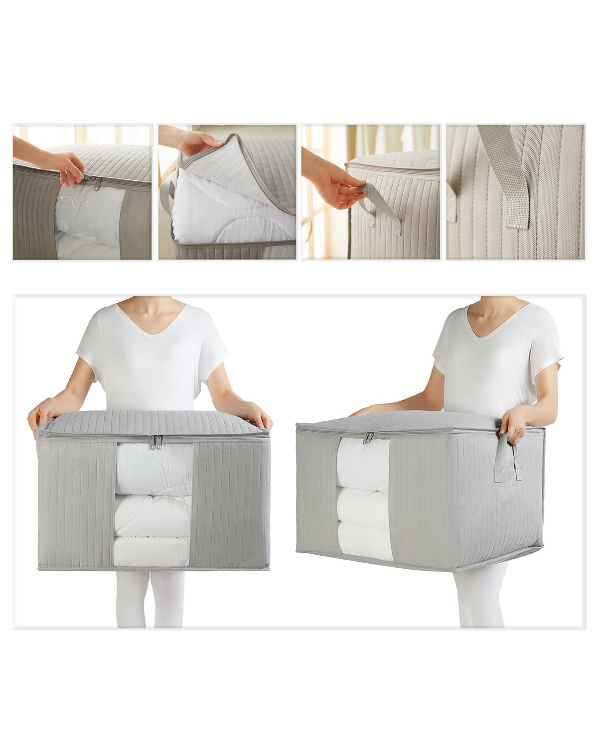 Büyük Boy Pvc Pencereli Gri Renk Kapitone Hurç 60 x 43 x 35 cm