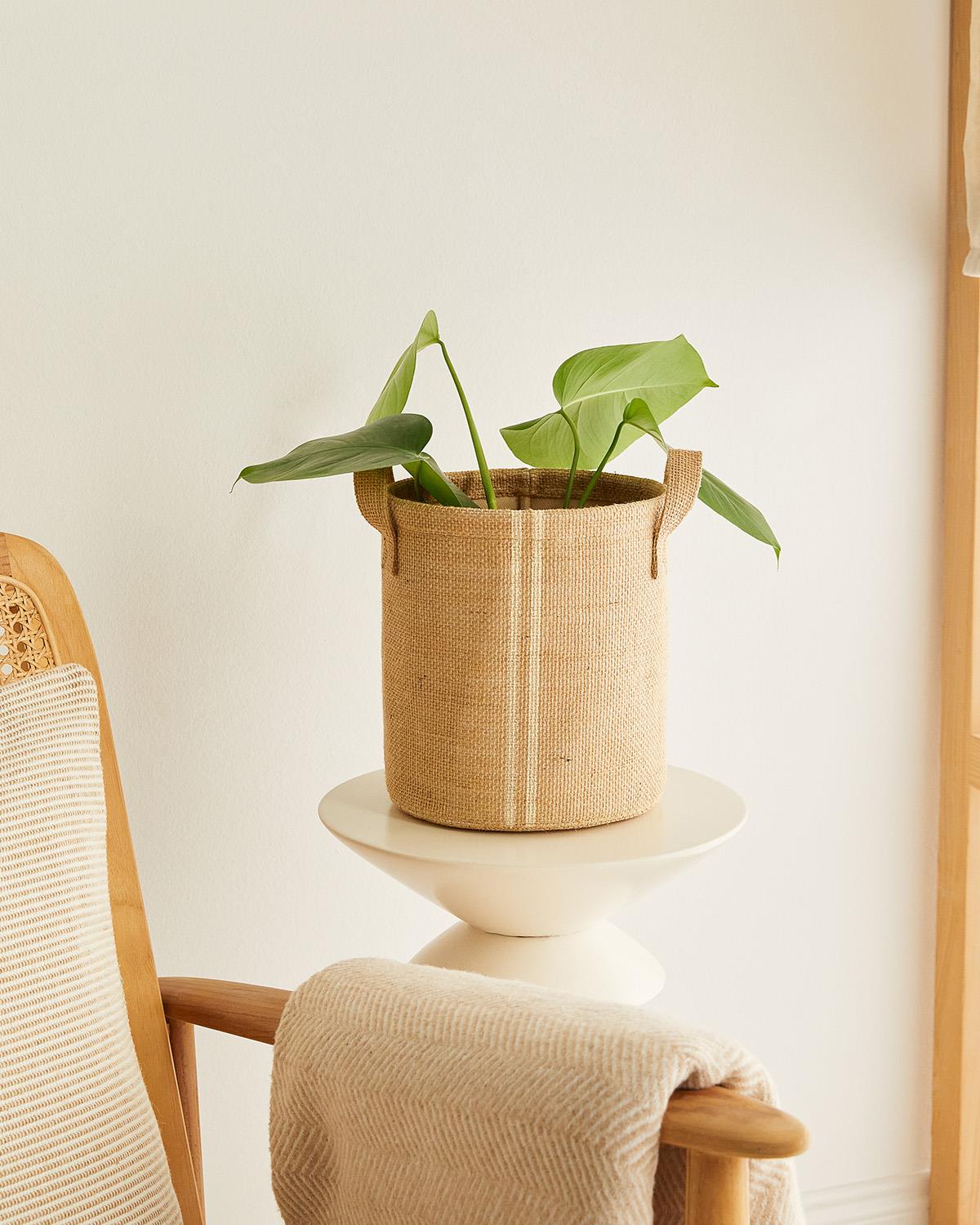 Çizgili Jüt Sepet 20 x 20 cm