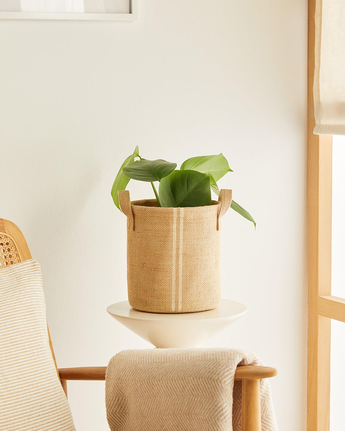 Çizgili Jüt Sepet 20 x 20 cm