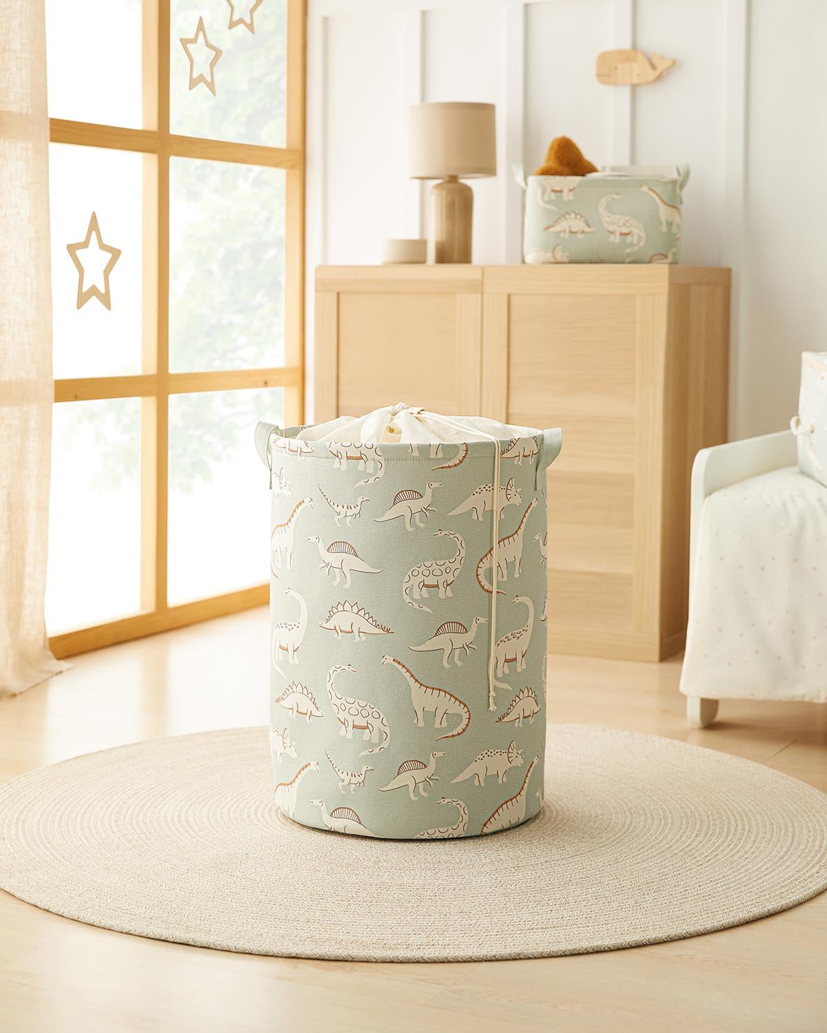 Çocuk Odası Ağzı Büzgülü Dinozor Oyuncak Sepeti 36 x 48 cm