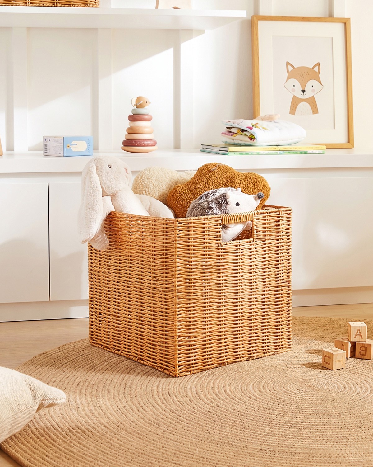 Çocuk Odası Yıkanabilir Bej PP Rattan Sepet 33 x 33 x 33 cm