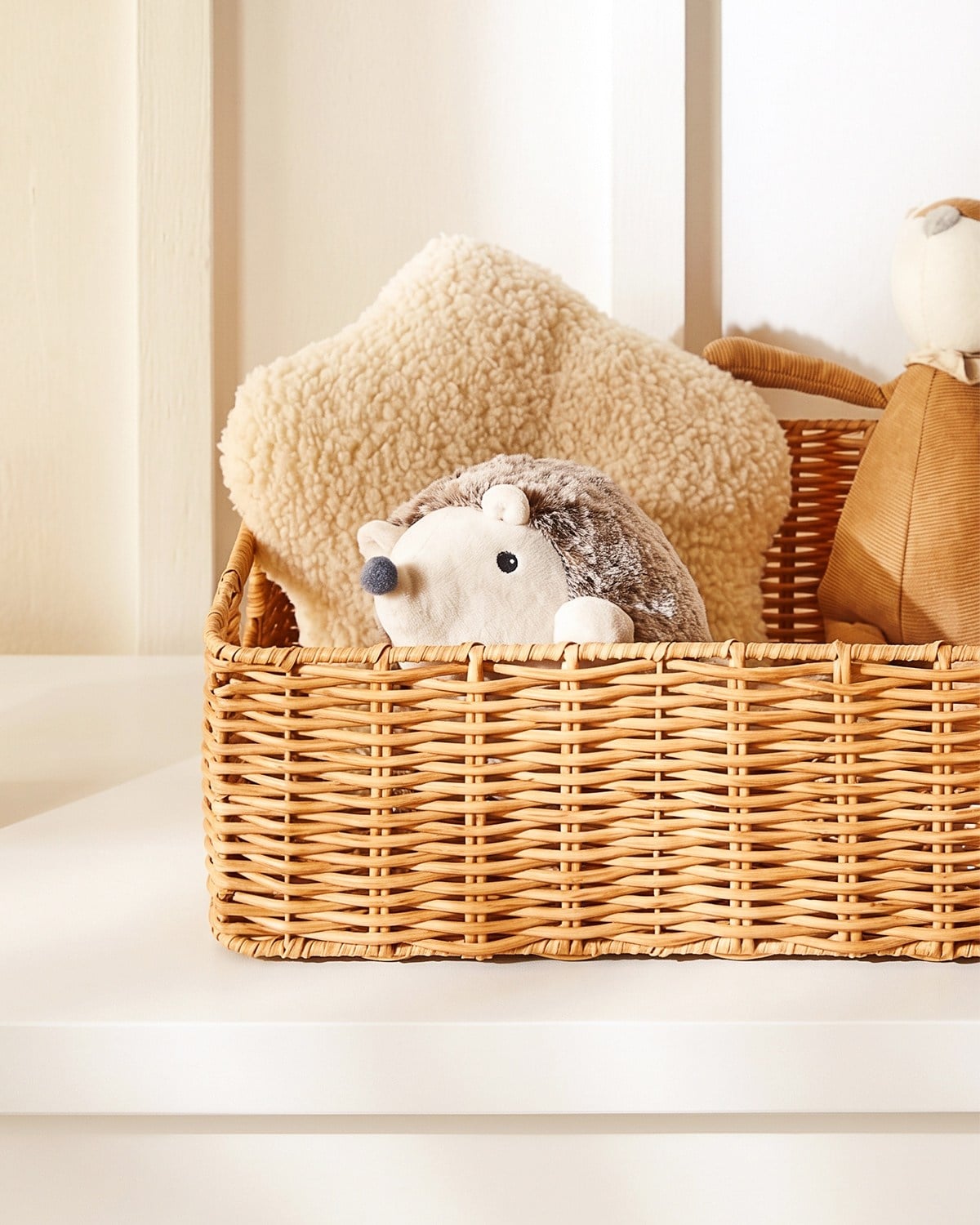 Çocuk Odası Yıkanabilir Bej PP Rattan Sepet 36 x 26 x 12 cm