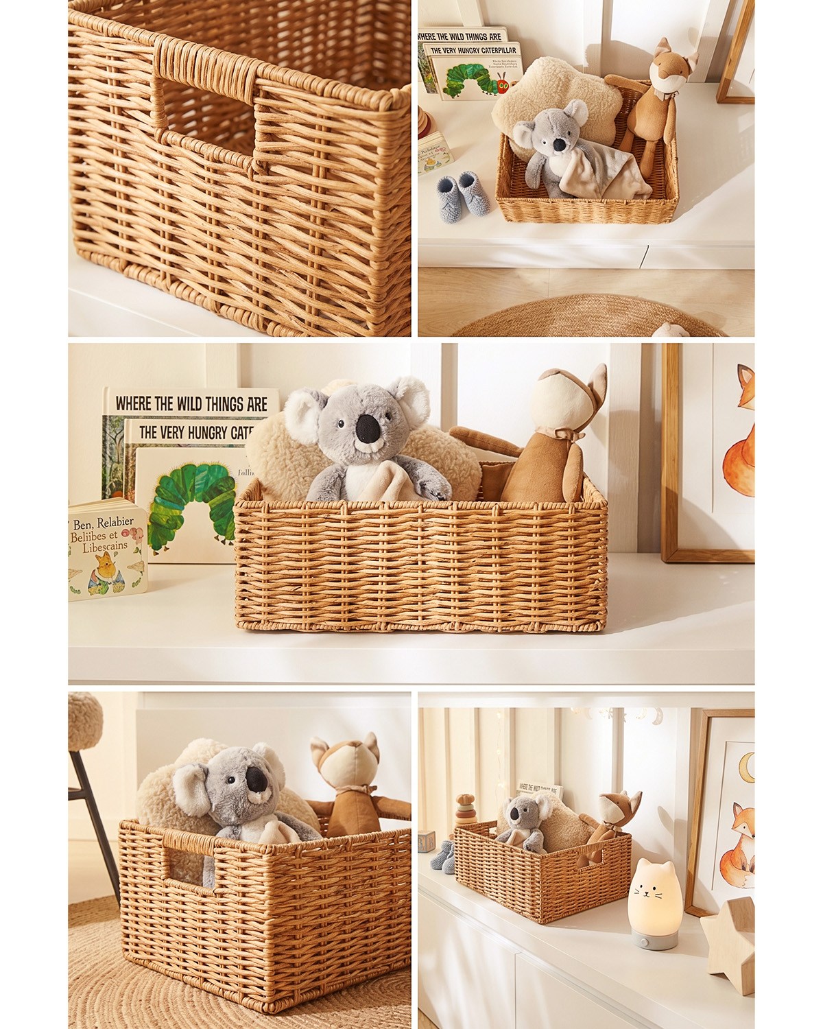 Çocuk Odası Yıkanabilir Bej PP Rattan Sepet 36 x 26 x 12 cm