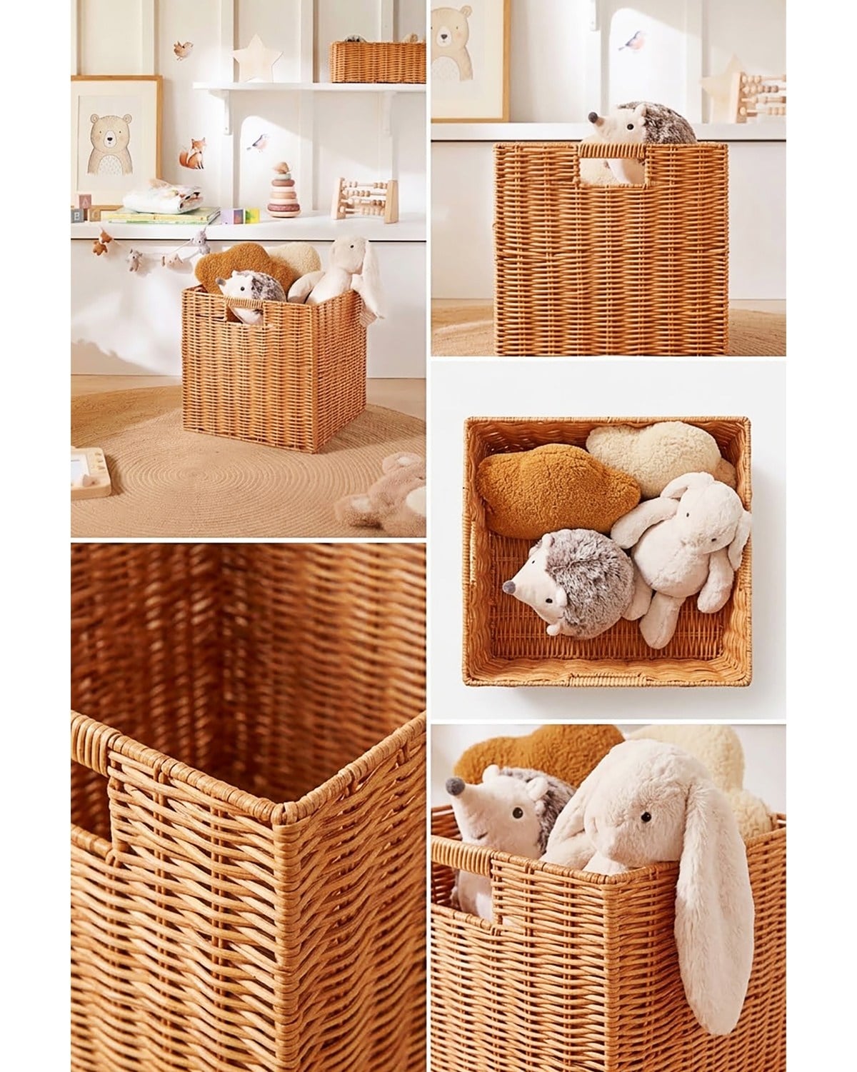 Çocuk Odası Yıkanabilir Bej PP Rattan Sepet 33 x 33 x 33 cm