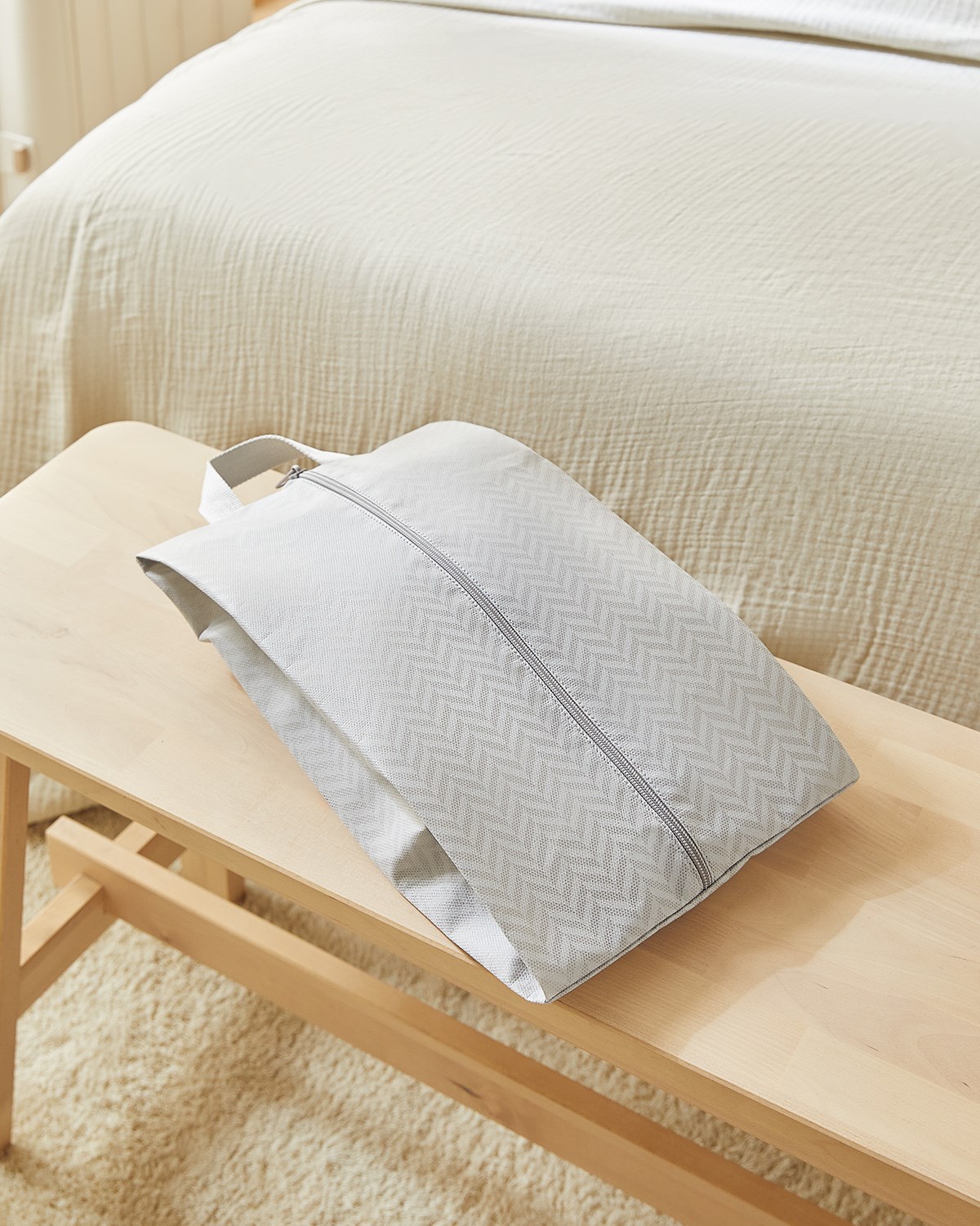 Gri Balıksırtı Ayakkabı Düzenleyici Taşıma Çantası 22 x 40 x 9 cm
