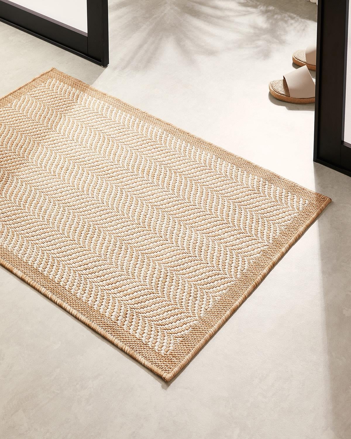 Leke Tutmaz İç Dış Mekan Bej Renk Balıksırtı Paspas 60 x 90 cm