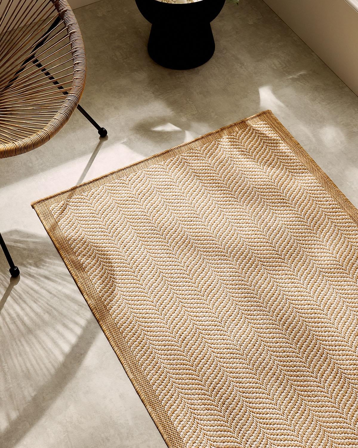 Leke Tutmaz İç Dış Mekan Bej Renk Balıksırtı Halı Kilim 80 x 200 cm