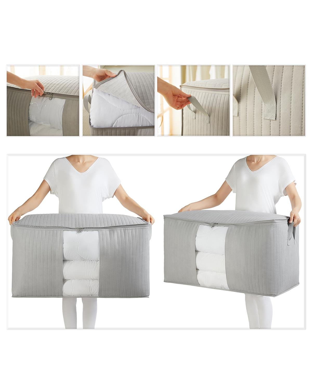 Mega Boy Pvc Pencereli Gri Renk Kapitone Hurç 75 x 40 x 40 cm