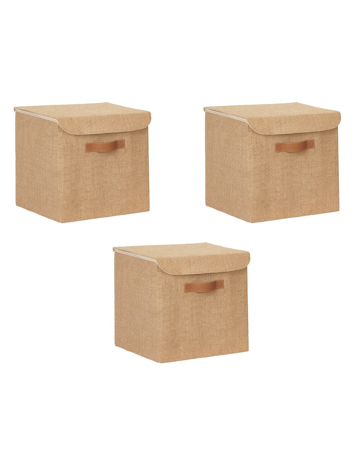 3lü Jüt Kapaklı Kutu Set