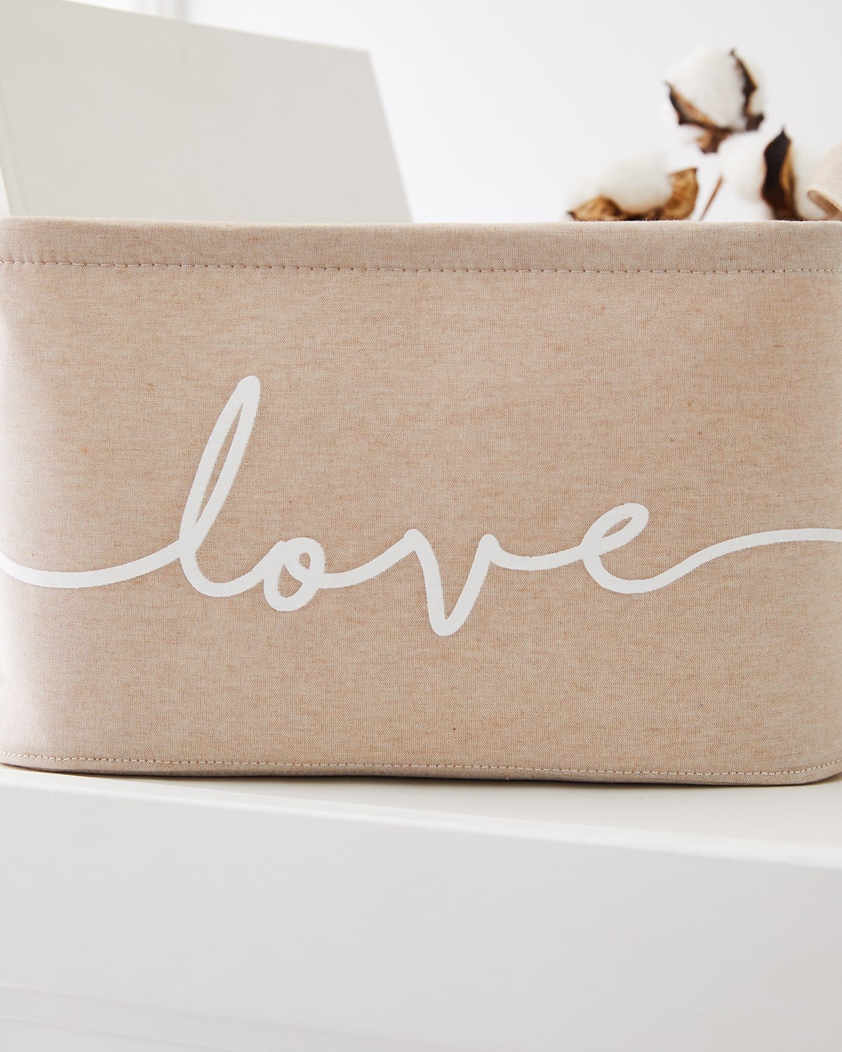 Bej Renk Love Sepet 30 x 21 x 18 cm