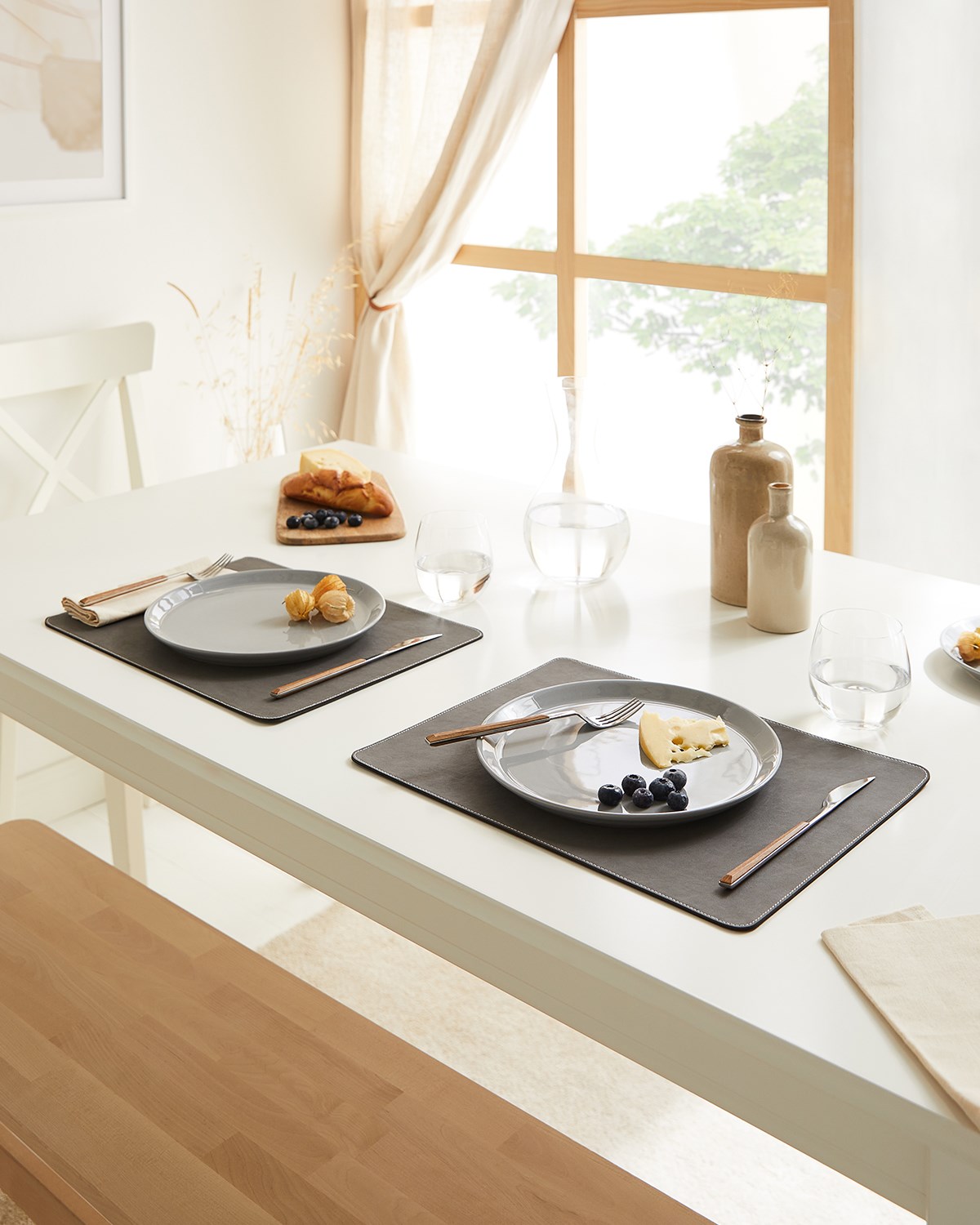 2li Gri Renk Deri Amerikan Servis 40 x 30 cm