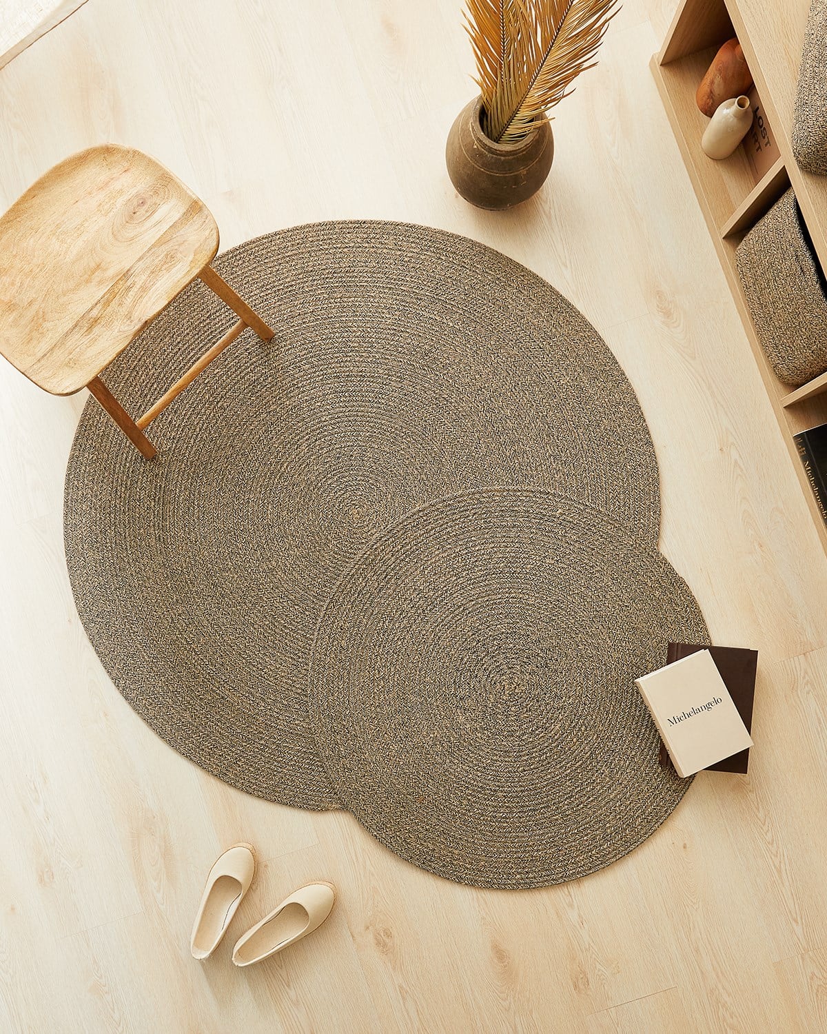 Siyah Kırçıllı Jüt Halı Kilim Ø 120 cm