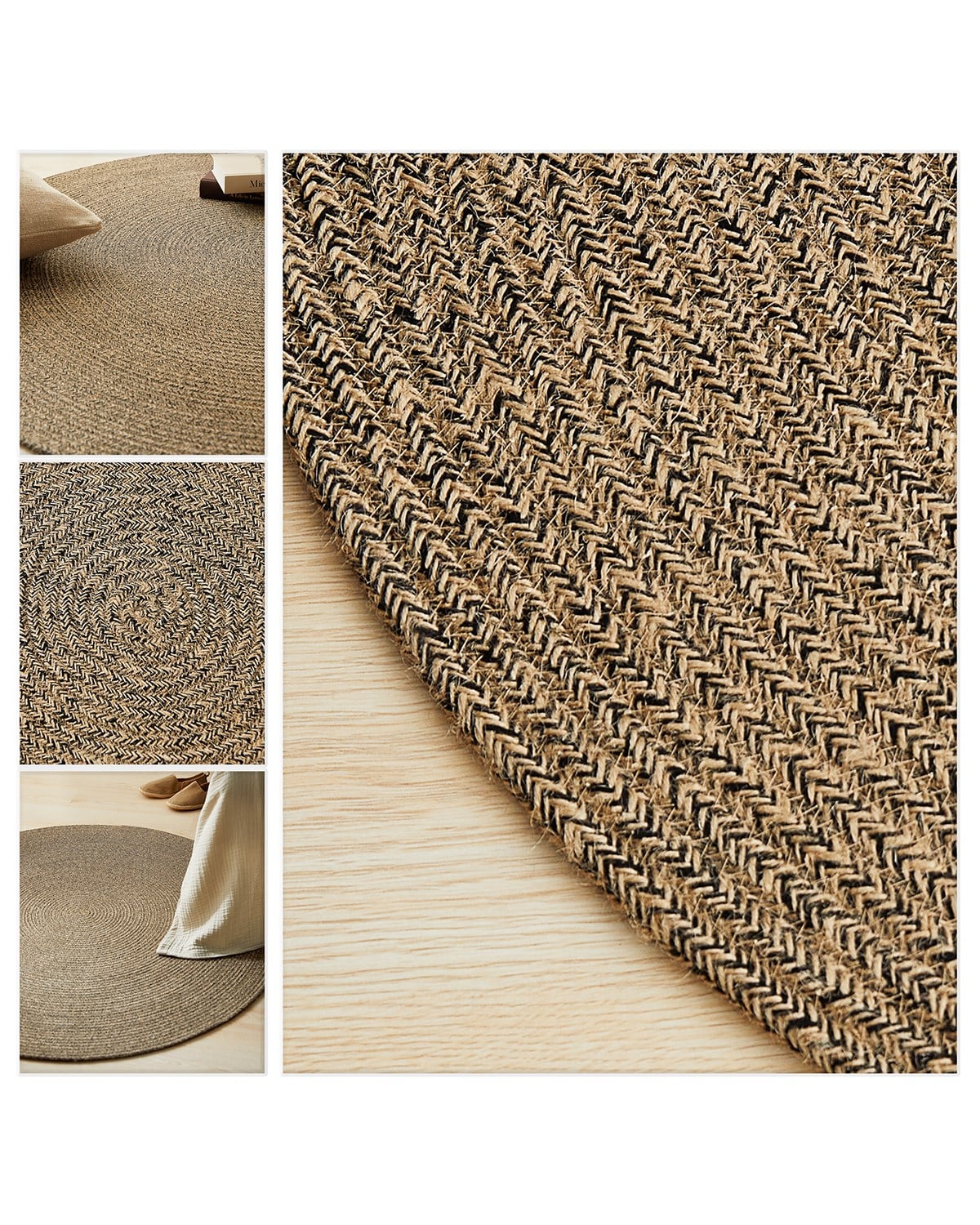 Siyah Kırçıllı Jüt Halı Kilim Ø 120 cm