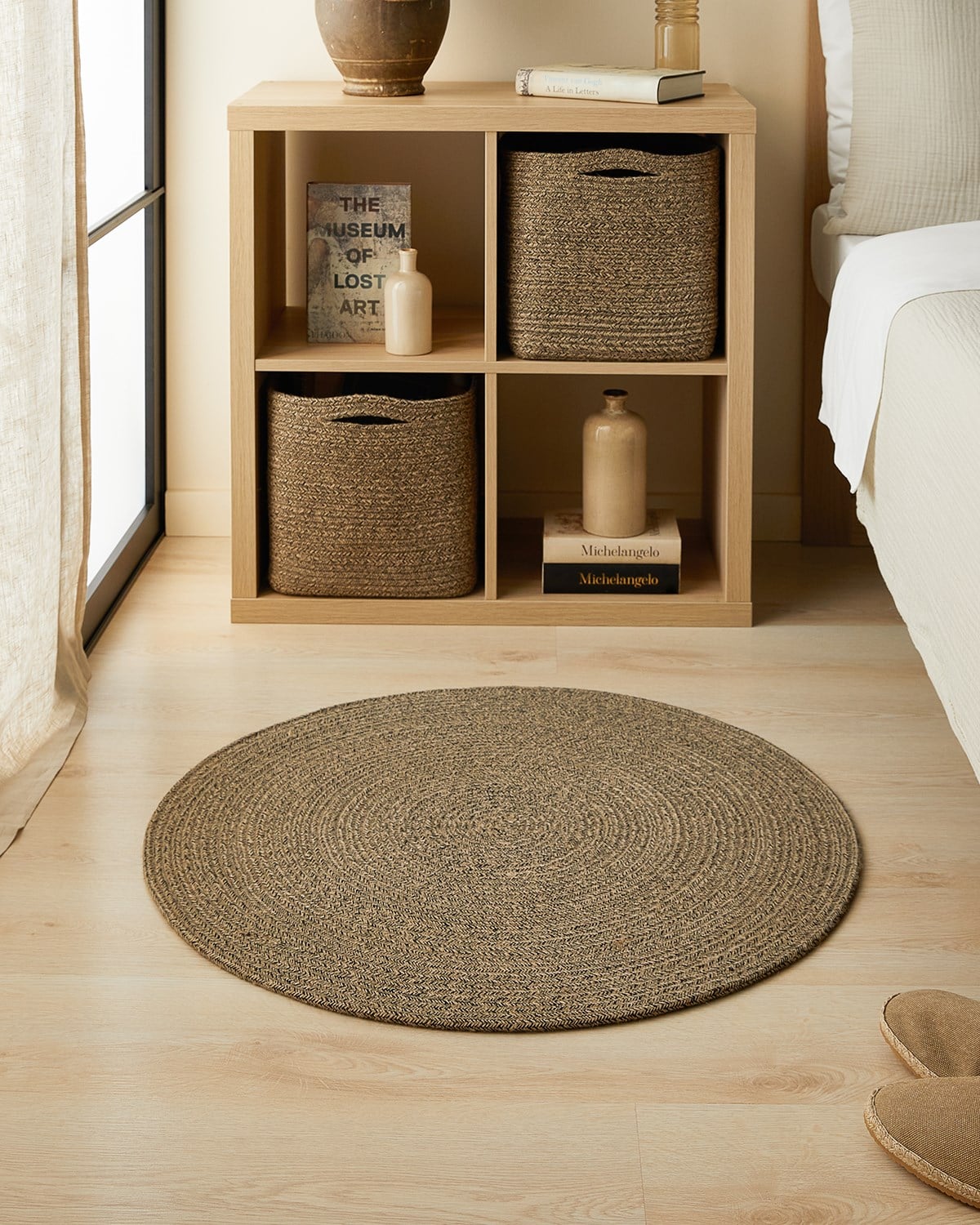 Siyah Kırçıllı Jüt Halı Kilim Ø 80 cm