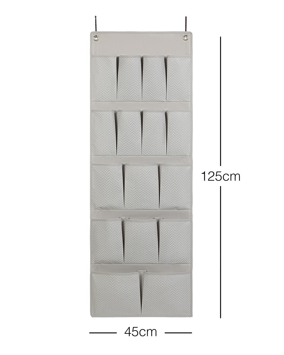 16 Gözlü Gri Balıksırtı Kapı Arkası Düzenleyici 45 x 125 cm