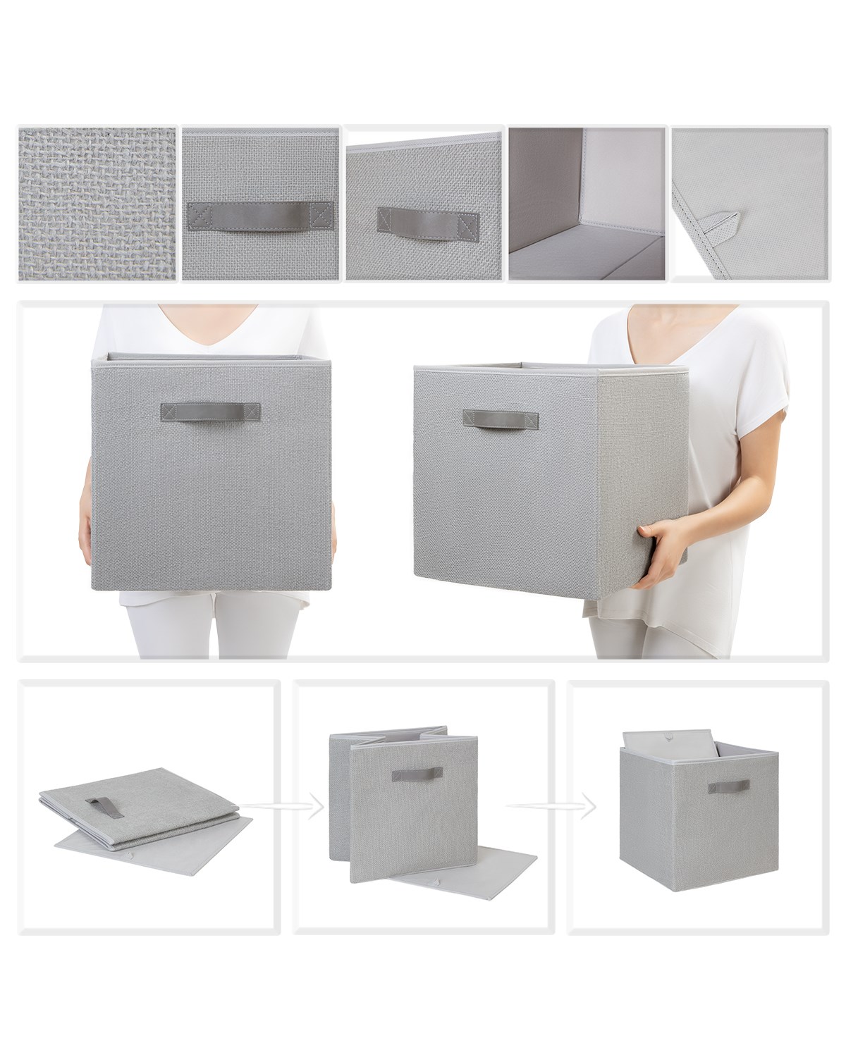 2li Gri Renk Jüt Kutu Set 33x30x33 cm
