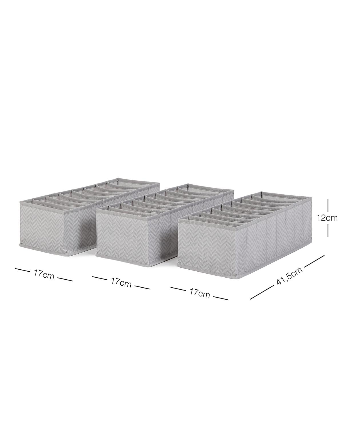 3lü 8 Bölmeli Gri Balıksırtı Çekmece Düzenleyici Set