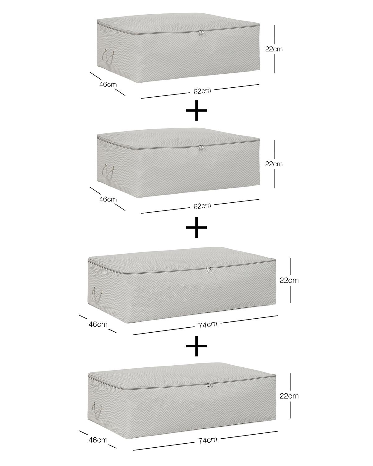 4lü Gri Balıksırtı Baza Altı Hurç Set 2 Adet 62 x 46 x 22 / 2 Adet 74 x 46 x 22 cm