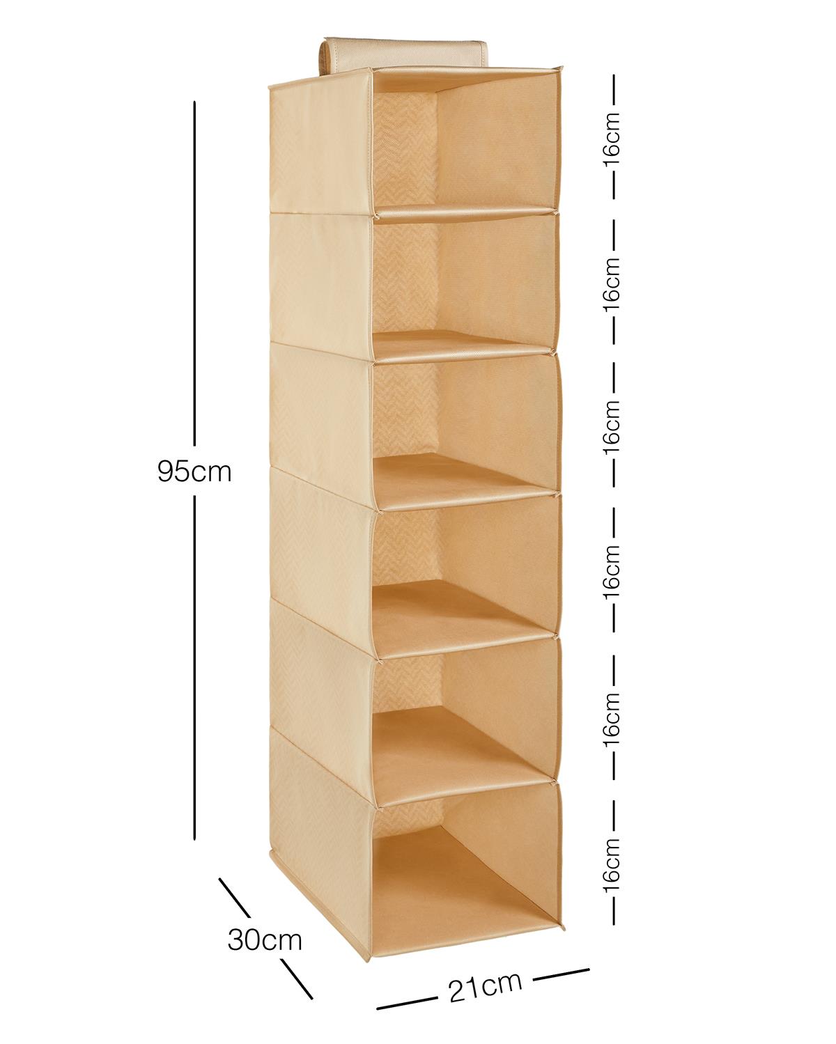 6 Katlı Bej Balıksırtı Dolap İçi Düzenleyici 21 x 30 x 95 cm