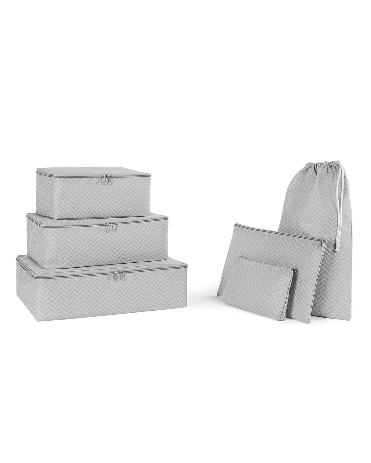 6lı Gri Balıksırtı Bavul İçi Düzenleyici Set