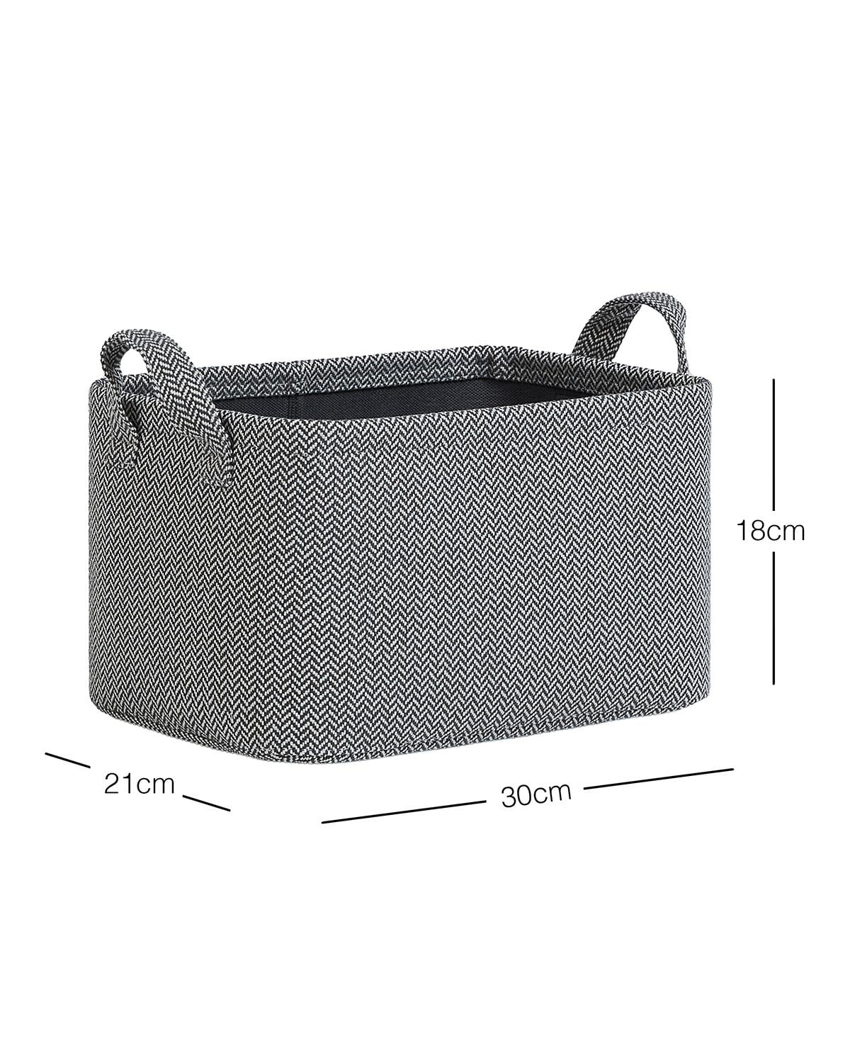 Antrasit Renk Dokulu Kumaş Sepet 30 x 21 x 18 cm