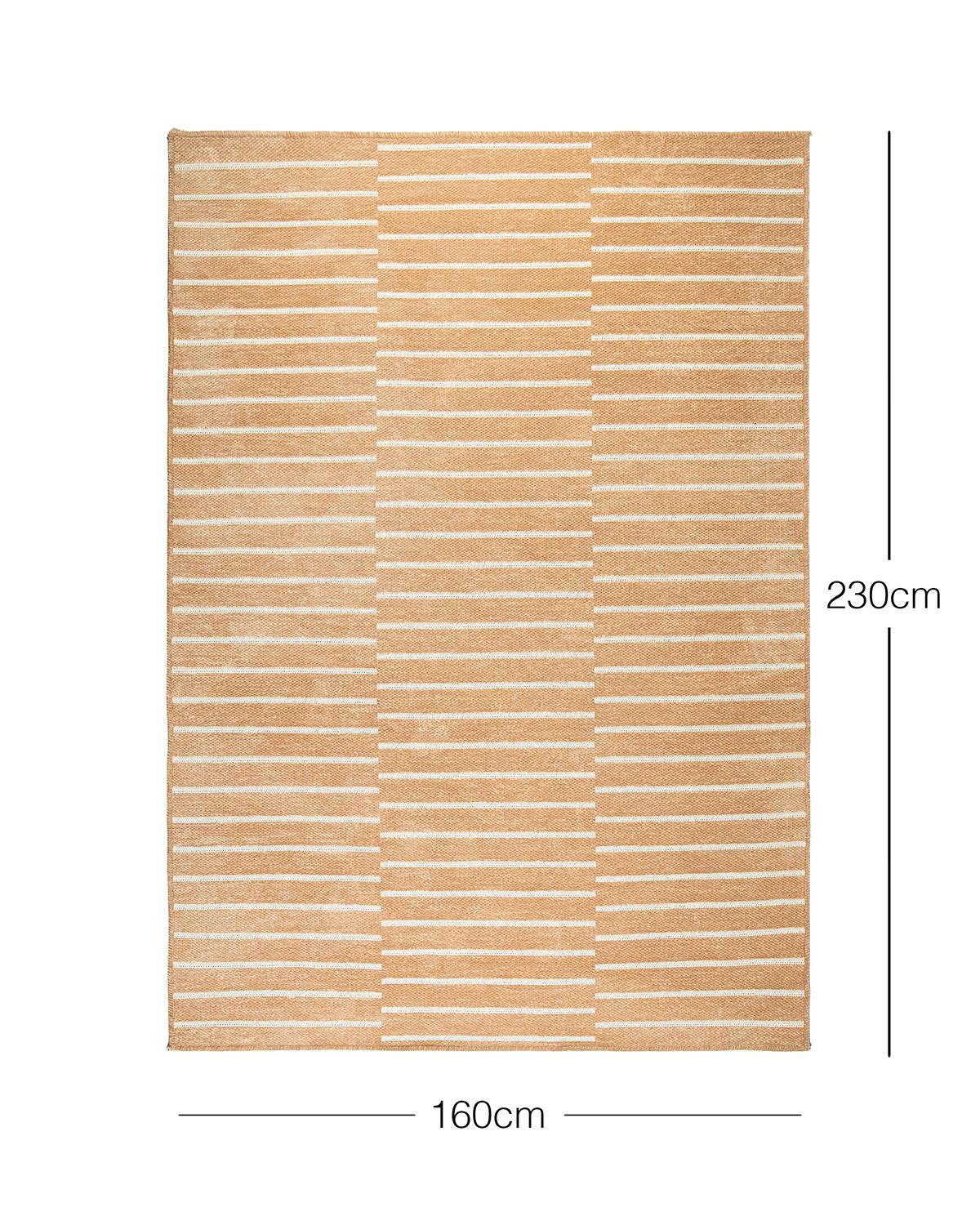 Bej Renk Çizgi Desenli Şönil Halı Kilim 160 x 230 cm