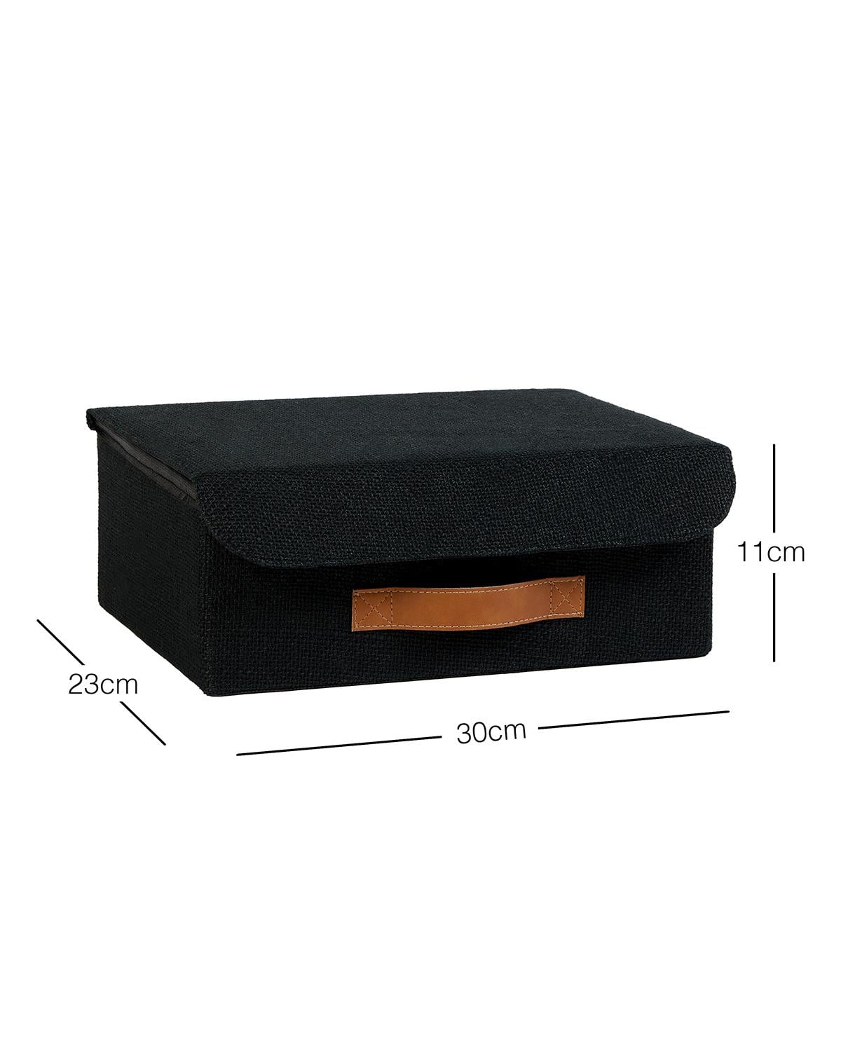Çekmece İçi Siyah Renk Jüt Kapaklı Kutu 30 x 23 x 11 cm