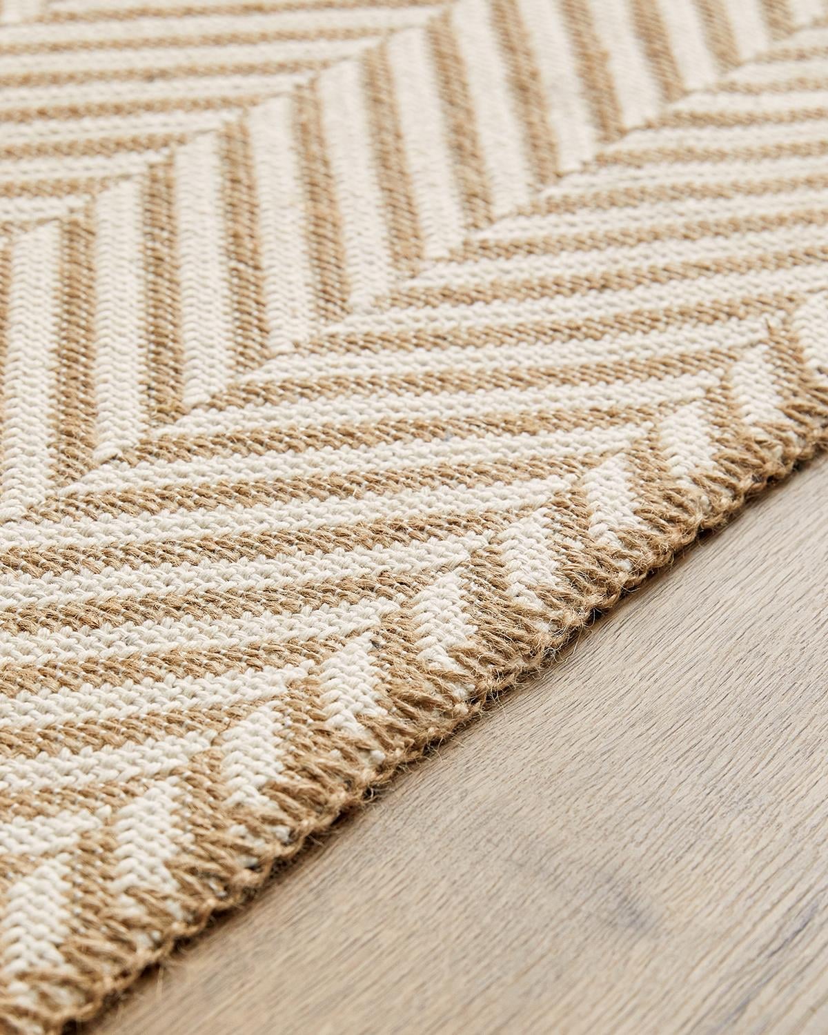 Ekru Renk Balıksırtı Jüt Halı Kilim 120 x 180 cm