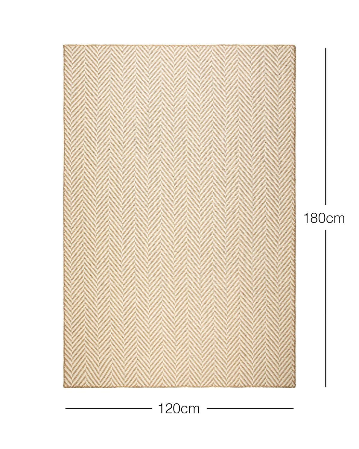 Ekru Renk Balıksırtı Jüt Halı Kilim 120 x 180 cm