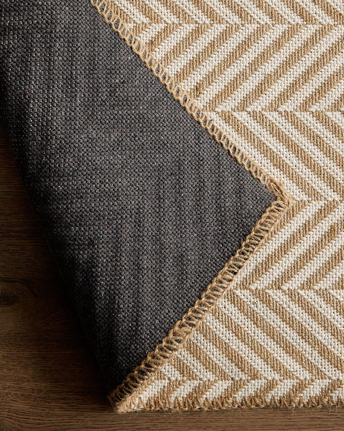 Ekru Renk Balıksırtı Jüt Halı Kilim 120 x 180 cm