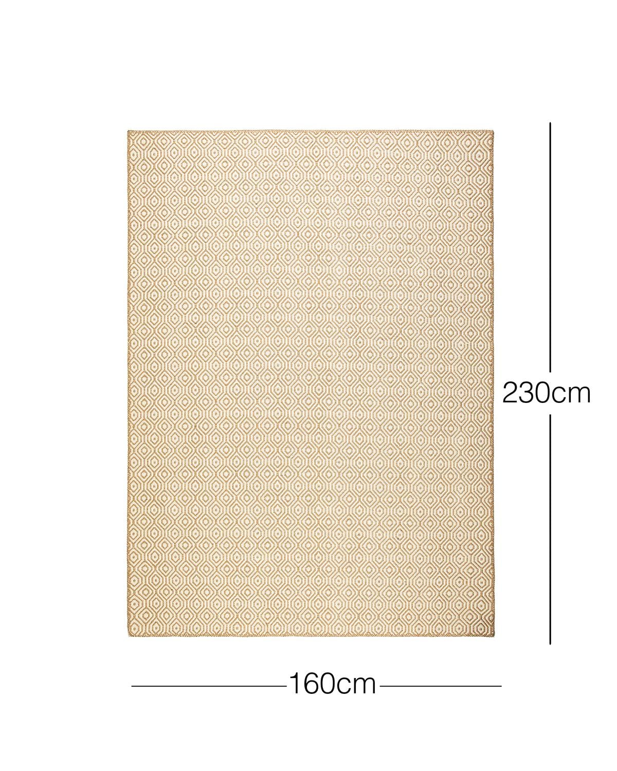 Ekru Renk Karo Desenli Jüt Halı Kilim 160 x 230 cm