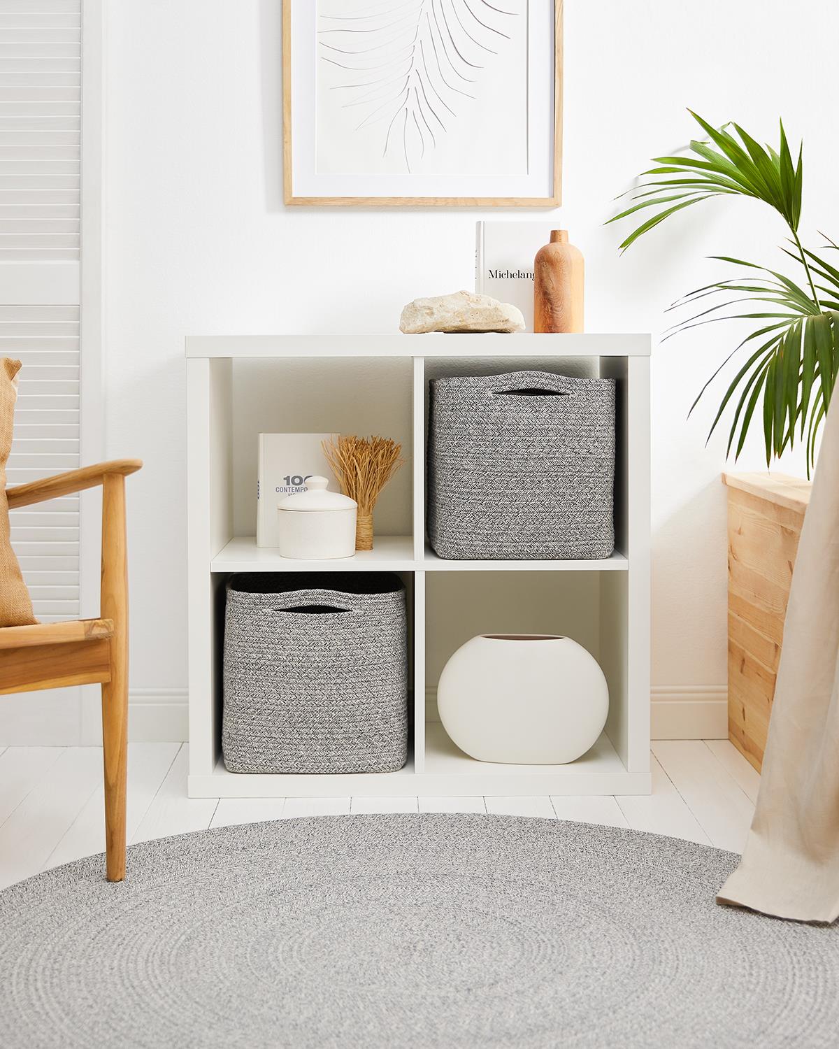 Gri Kırçıllı Pamuklu Sepet 30 x 30 x 30 cm