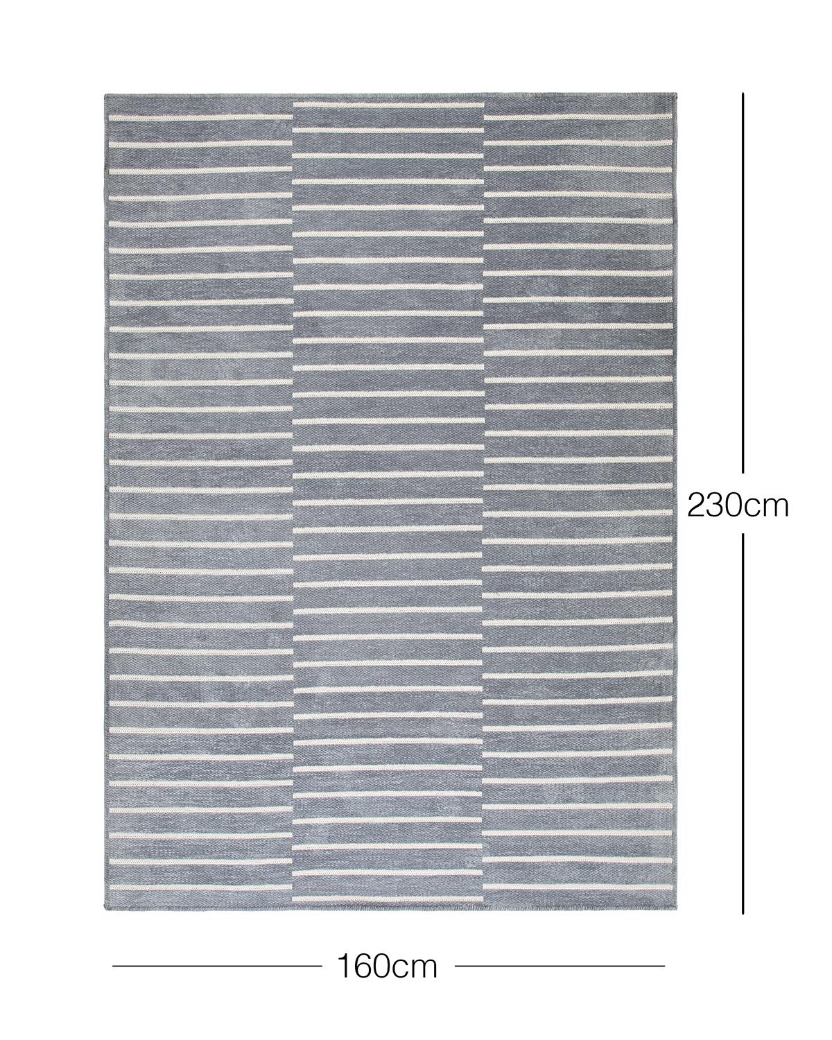 Gri Renk Çizgi Desenli Şönil Halı Kilim 160 x 230 cm