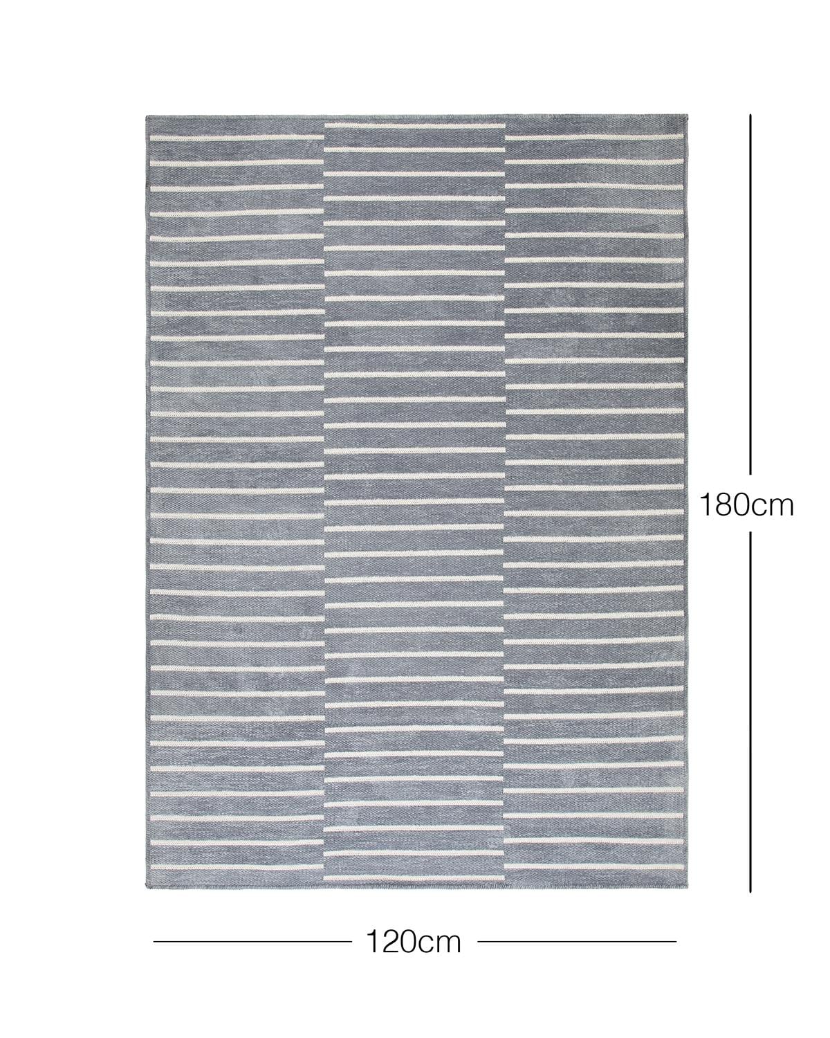 Gri Renk Çizgi Desenli Şönil Halı Kilim 120 x 180 cm