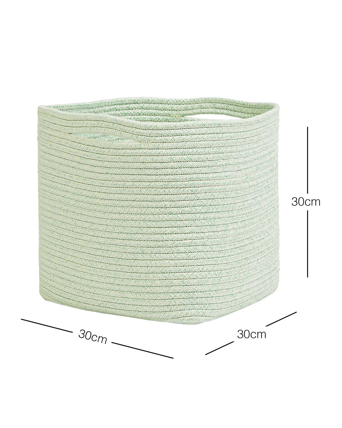 Mint Kırçıllı Pamuklu Sepet 30 x 30 x 30 cm