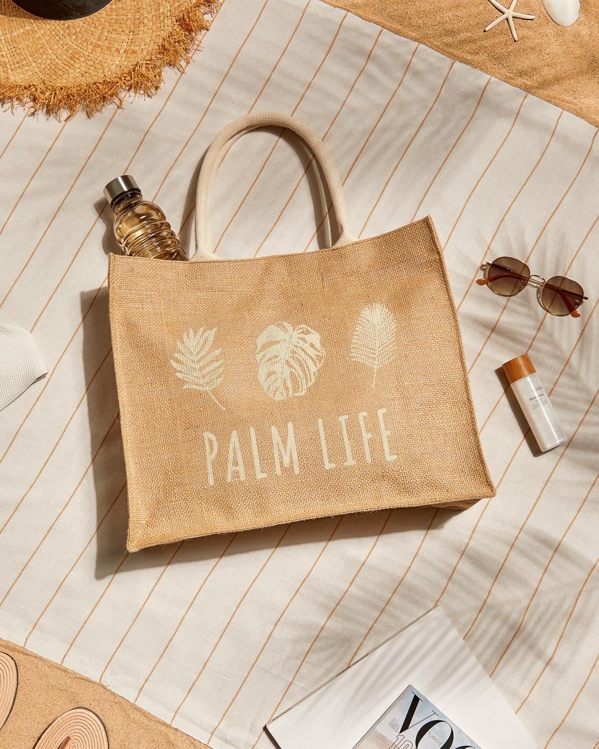 Palm Life Jüt Çanta 42 x 35 x 12 cm