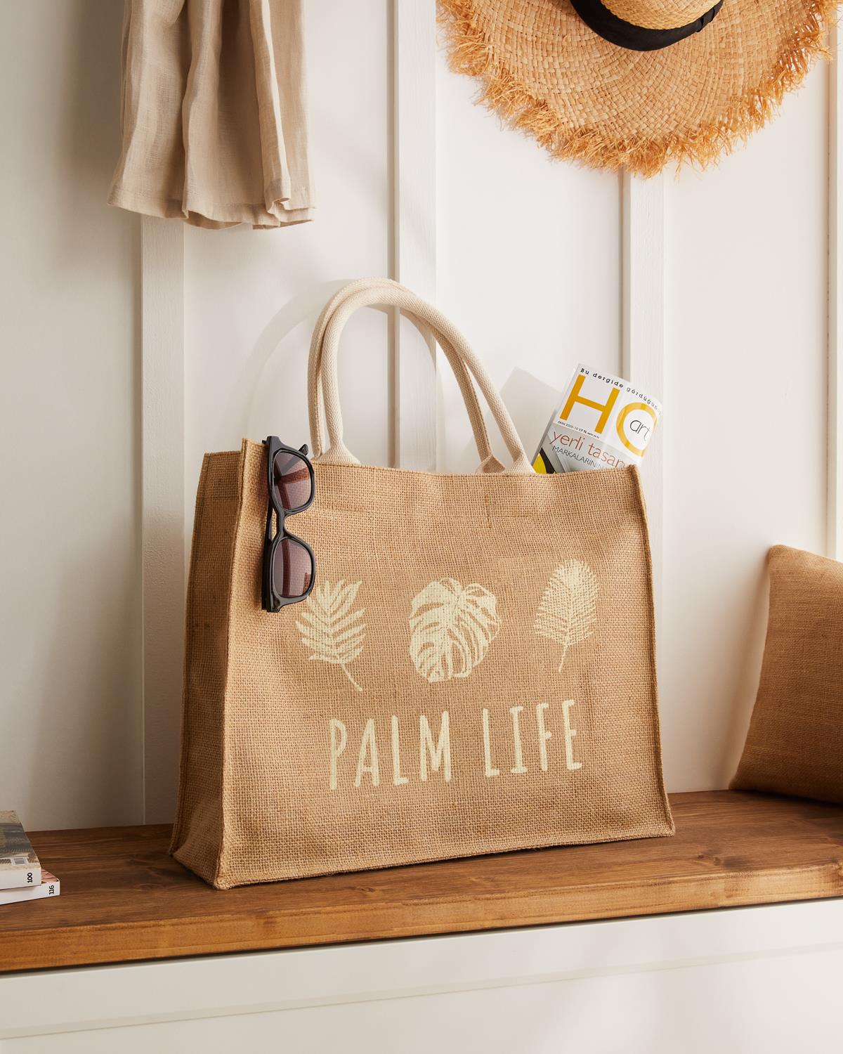 Palm Life Jüt Çanta 42 x 35 x 12 cm