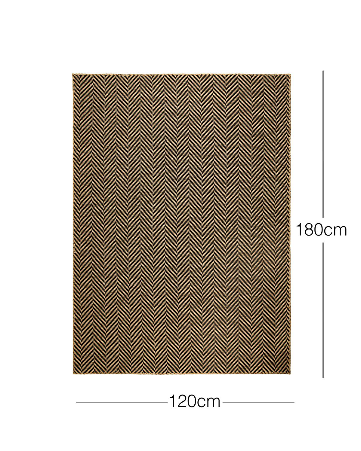 Siyah Renk Balıksırtı Jüt Halı Kilim 120 x 180 cm