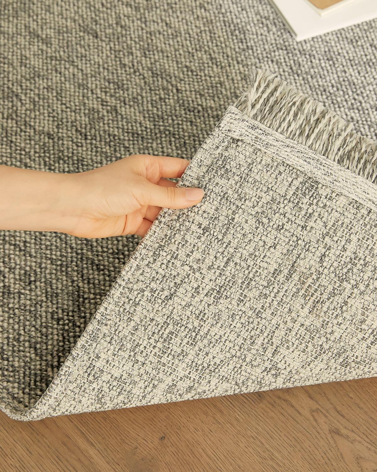 Yıkanabilir Püsküllü Buklet Gri Renk Halı Kilim 120 x 180 cm