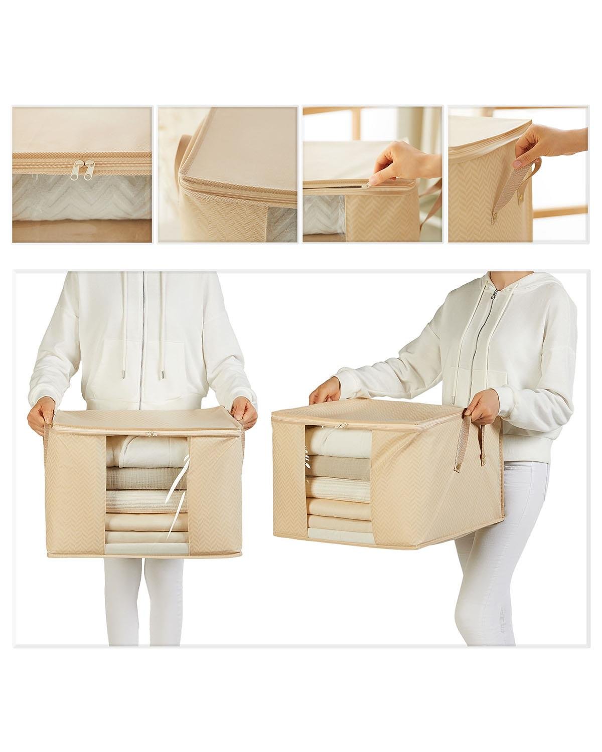 Orta Boy Pvc Pencereli Bej Balıksırtı Hurç 45 x 40 x 30 cm